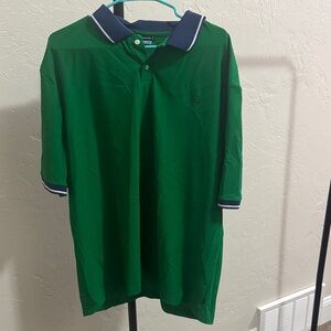 Green Polo Good Good Shirt with Navy Collar